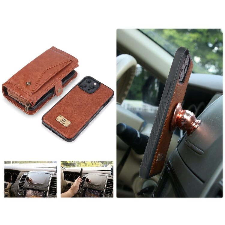 For iPhone 13 mini Multi-functional Zipper Wallet Leather Phone Case(Brown) - iPhone 13 mini Cases by buy2fix | Online Shopping UK | buy2fix