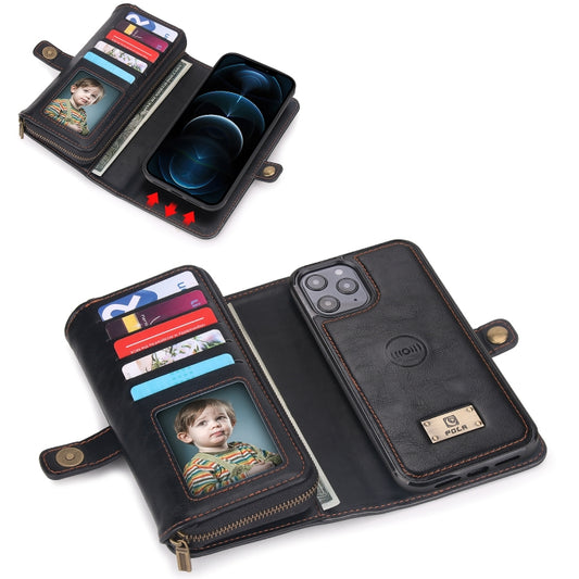 For iPhone 12 Multi-functional Zipper Wallet Leather Phone Case(Black) - iPhone 12 / 12 Pro Cases by buy2fix | Online Shopping UK | buy2fix