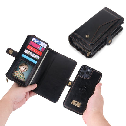 For iPhone 12 Multi-functional Zipper Wallet Leather Phone Case(Black) - iPhone 12 / 12 Pro Cases by buy2fix | Online Shopping UK | buy2fix