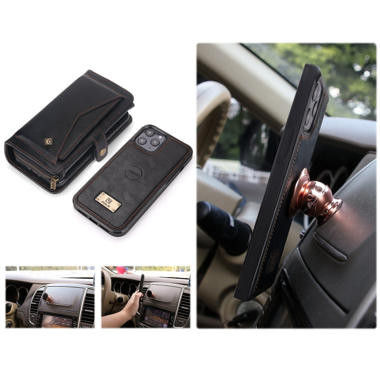 For iPhone 12 Pro Multi-functional Zipper Wallet Leather Phone Case(Black) - iPhone 12 / 12 Pro Cases by buy2fix | Online Shopping UK | buy2fix