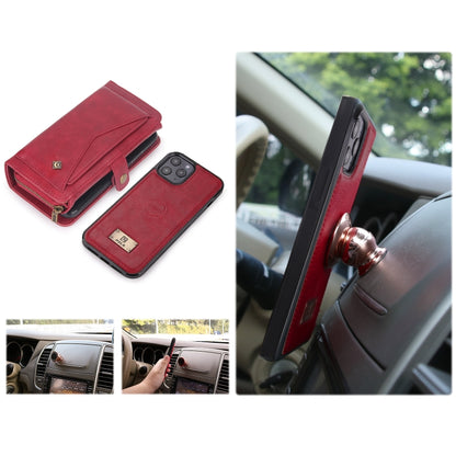 For iPhone 12 Pro Multi-functional Zipper Wallet Leather Phone Case(Red) - iPhone 12 / 12 Pro Cases by buy2fix | Online Shopping UK | buy2fix