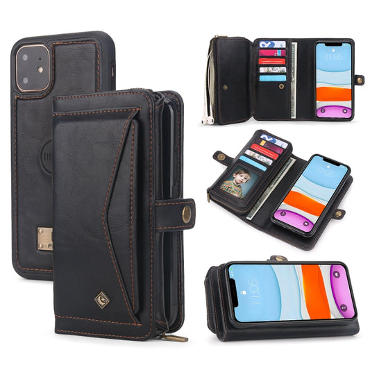 For iPhone 11 Multi-functional Zipper Wallet Leather Phone Case(Black) - iPhone 11 Cases by buy2fix | Online Shopping UK | buy2fix