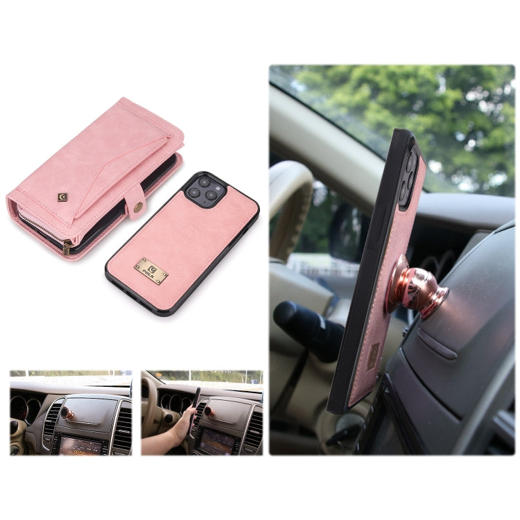 For iPhone 11 Multi-functional Zipper Wallet Leather Phone Case(Pink) - iPhone 11 Cases by buy2fix | Online Shopping UK | buy2fix