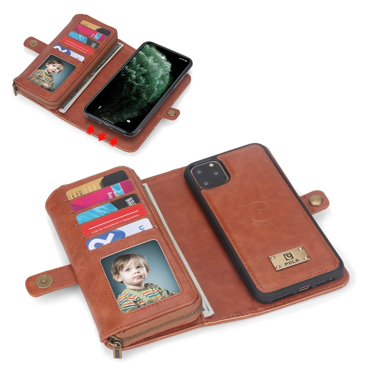 For iPhone 11 Pro Multi-functional Zipper Wallet Leather Phone Case(Brown) - iPhone 11 Pro Cases by buy2fix | Online Shopping UK | buy2fix