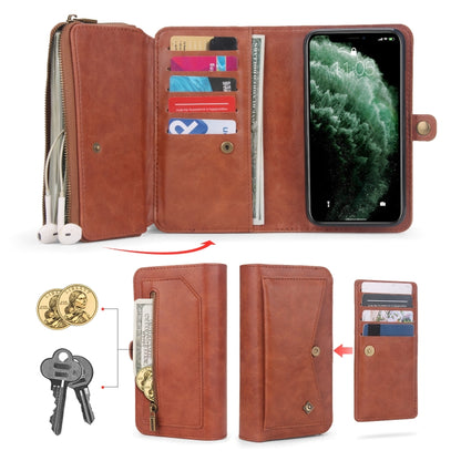 For iPhone 11 Pro Multi-functional Zipper Wallet Leather Phone Case(Brown) - iPhone 11 Pro Cases by buy2fix | Online Shopping UK | buy2fix