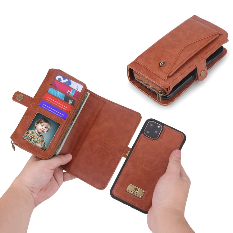 For iPhone 11 Pro Multi-functional Zipper Wallet Leather Phone Case(Brown) - iPhone 11 Pro Cases by buy2fix | Online Shopping UK | buy2fix