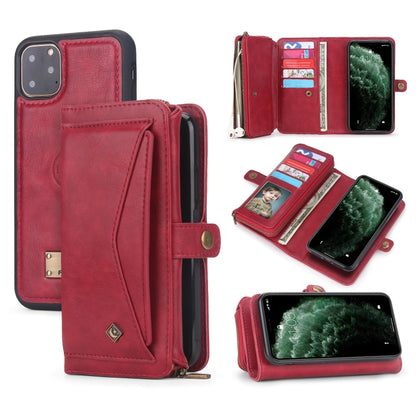 For iPhone 11 Pro Multi-functional Zipper Wallet Leather Phone Case(Red) - iPhone 11 Pro Cases by buy2fix | Online Shopping UK | buy2fix