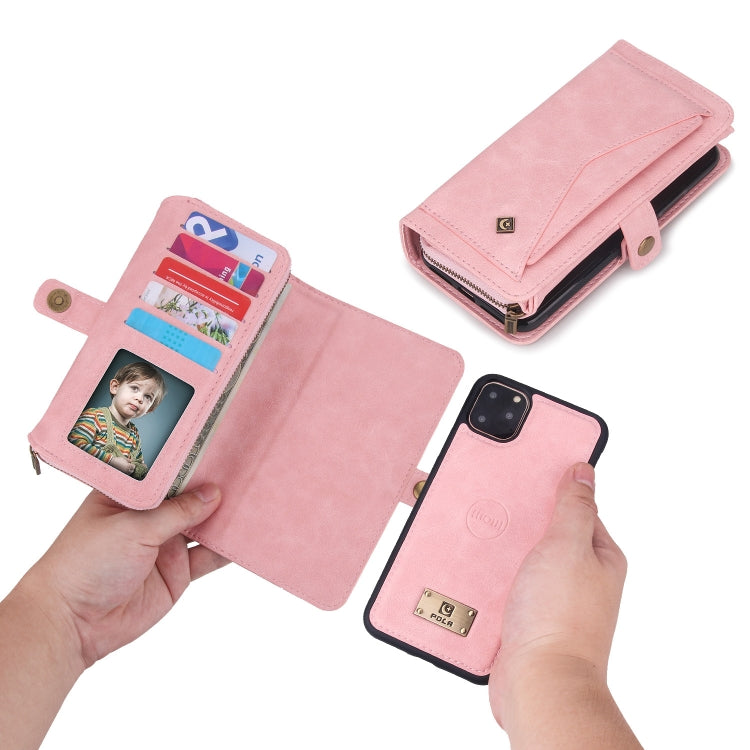 For iPhone 11 Pro Multi-functional Zipper Wallet Leather Phone Case(Pink) - iPhone 11 Pro Cases by buy2fix | Online Shopping UK | buy2fix