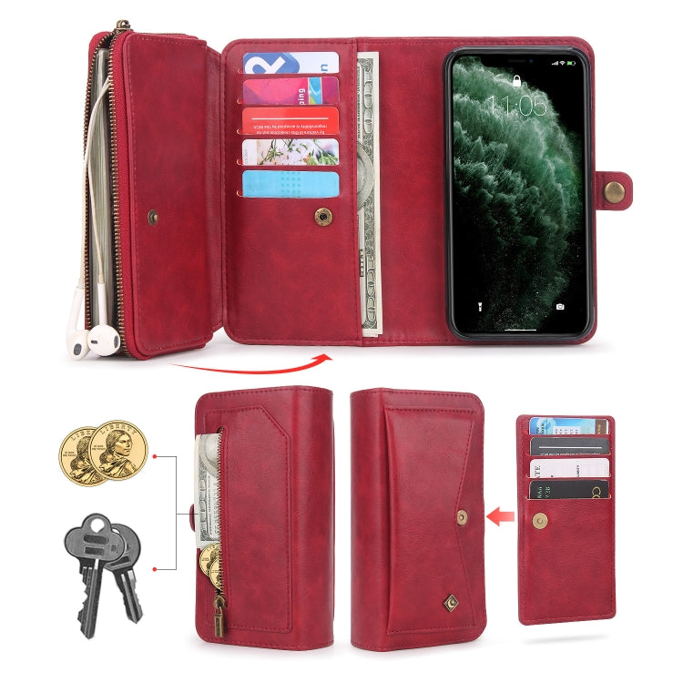 For iPhone 11 Pro Max Multi-functional Zipper Wallet Leather Phone Case(Red) - iPhone 11 Pro Max Cases by buy2fix | Online Shopping UK | buy2fix