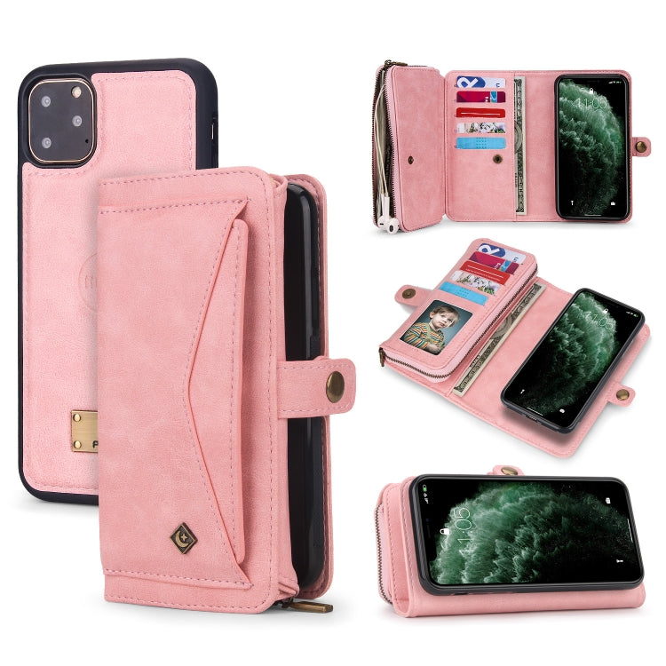 For iPhone 11 Pro Max Multi-functional Zipper Wallet Leather Phone Case(Pink) - iPhone 11 Pro Max Cases by buy2fix | Online Shopping UK | buy2fix
