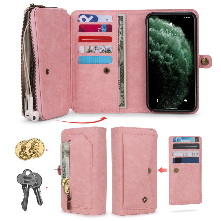 For iPhone 11 Pro Max Multi-functional Zipper Wallet Leather Phone Case(Pink) - iPhone 11 Pro Max Cases by buy2fix | Online Shopping UK | buy2fix