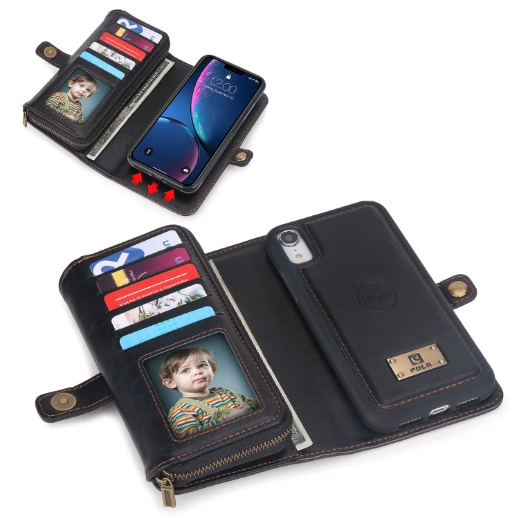 For iPhone XR Multi-functional Zipper Wallet Leather Phone Case(Black) - More iPhone Cases by buy2fix | Online Shopping UK | buy2fix