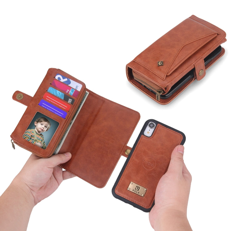 For iPhone XR Multi-functional Zipper Wallet Leather Phone Case(Brown) - More iPhone Cases by buy2fix | Online Shopping UK | buy2fix