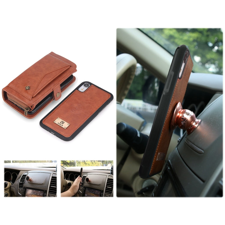 For iPhone XR Multi-functional Zipper Wallet Leather Phone Case(Brown) - More iPhone Cases by buy2fix | Online Shopping UK | buy2fix