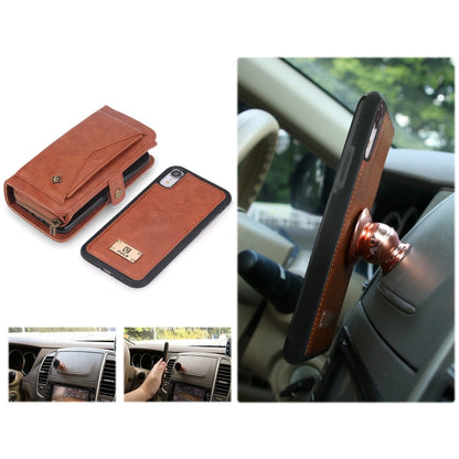 For iPhone XR Multi-functional Zipper Wallet Leather Phone Case(Brown) - More iPhone Cases by buy2fix | Online Shopping UK | buy2fix