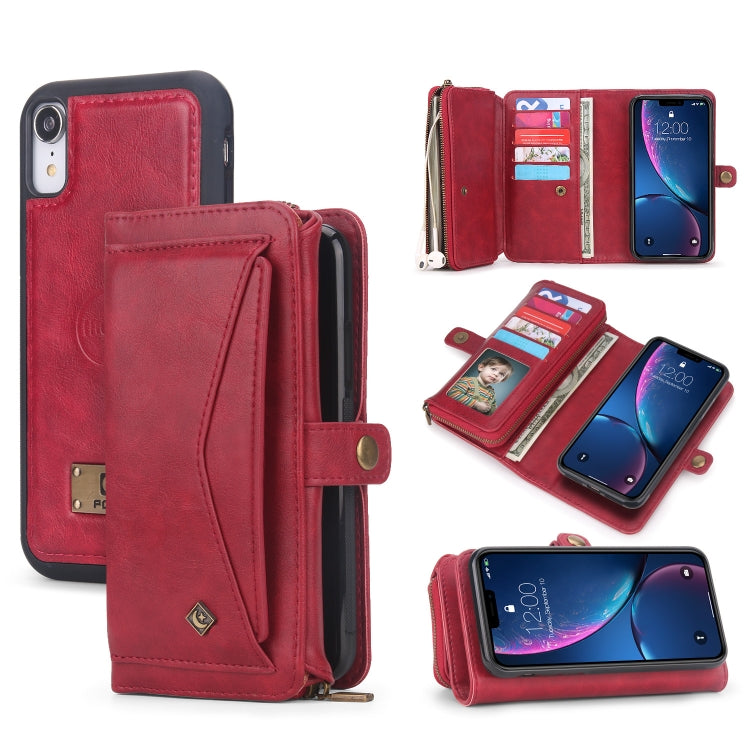 For iPhone XR Multi-functional Zipper Wallet Leather Phone Case(Red) - More iPhone Cases by buy2fix | Online Shopping UK | buy2fix
