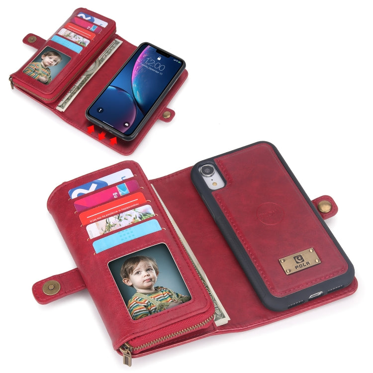For iPhone XR Multi-functional Zipper Wallet Leather Phone Case(Red) - More iPhone Cases by buy2fix | Online Shopping UK | buy2fix