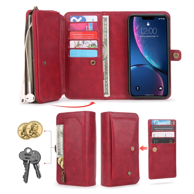 For iPhone XR Multi-functional Zipper Wallet Leather Phone Case(Red) - More iPhone Cases by buy2fix | Online Shopping UK | buy2fix