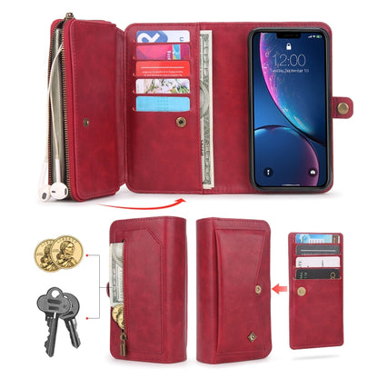 For iPhone XR Multi-functional Zipper Wallet Leather Phone Case(Red) - More iPhone Cases by buy2fix | Online Shopping UK | buy2fix