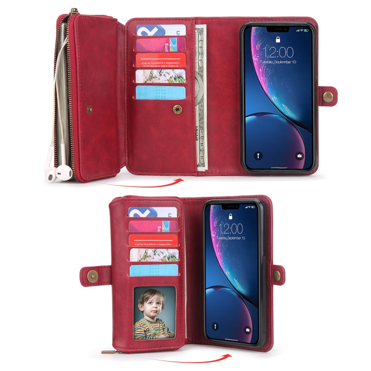 For iPhone XR Multi-functional Zipper Wallet Leather Phone Case(Red) - More iPhone Cases by buy2fix | Online Shopping UK | buy2fix