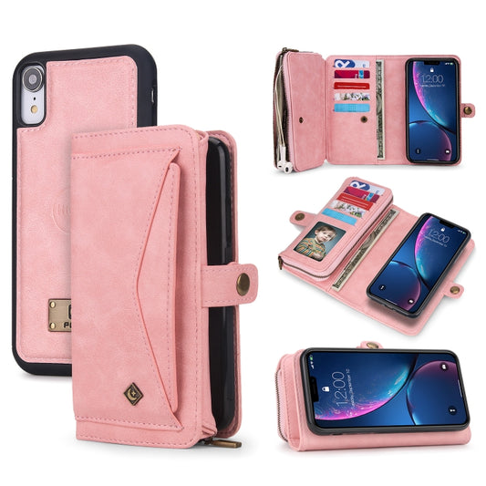 For iPhone XR Multi-functional Zipper Wallet Leather Phone Case(Pink) - More iPhone Cases by buy2fix | Online Shopping UK | buy2fix