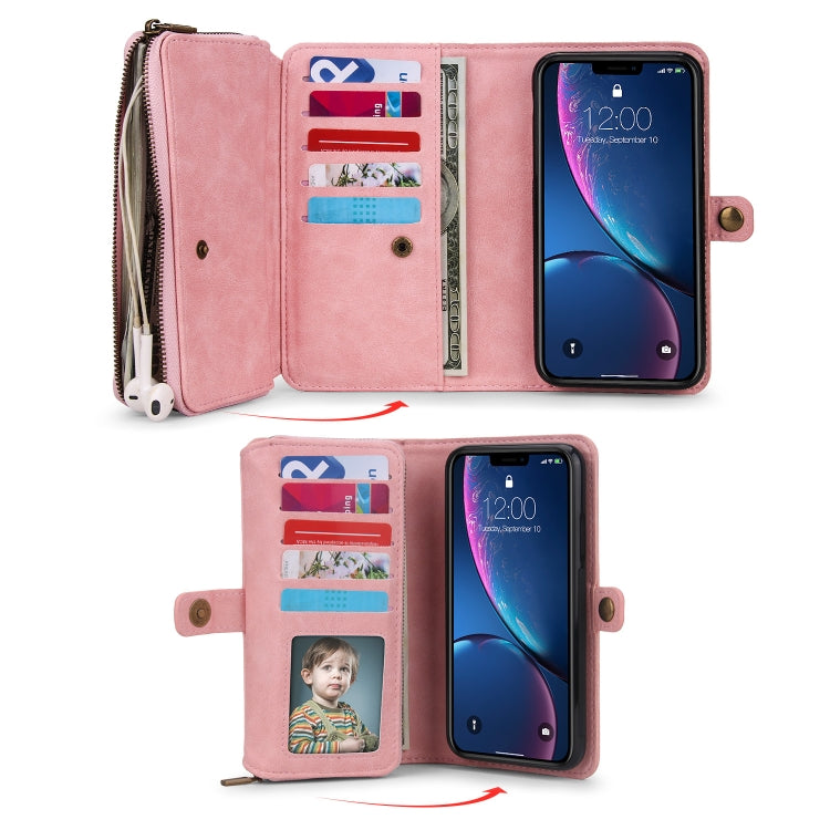 For iPhone XR Multi-functional Zipper Wallet Leather Phone Case(Pink) - More iPhone Cases by buy2fix | Online Shopping UK | buy2fix