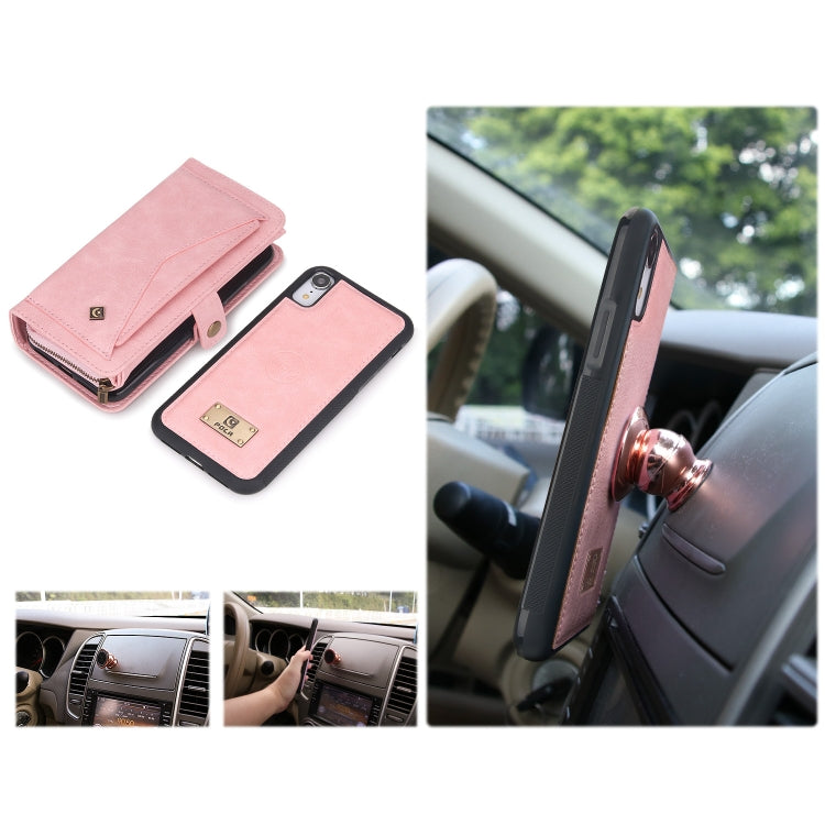 For iPhone XR Multi-functional Zipper Wallet Leather Phone Case(Pink) - More iPhone Cases by buy2fix | Online Shopping UK | buy2fix