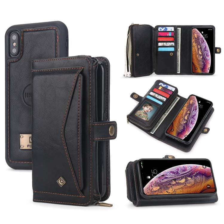 For iPhone X / XS Multi-functional Zipper Wallet Leather Phone Case(Black) - More iPhone Cases by buy2fix | Online Shopping UK | buy2fix