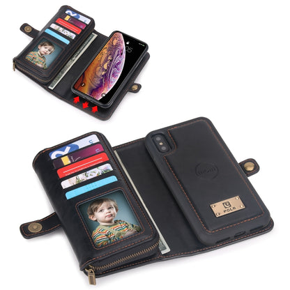 For iPhone X / XS Multi-functional Zipper Wallet Leather Phone Case(Black) - More iPhone Cases by buy2fix | Online Shopping UK | buy2fix