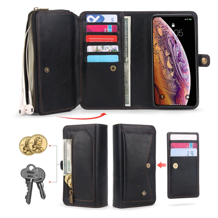 For iPhone X / XS Multi-functional Zipper Wallet Leather Phone Case(Black) - More iPhone Cases by buy2fix | Online Shopping UK | buy2fix