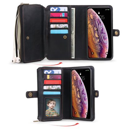 For iPhone X / XS Multi-functional Zipper Wallet Leather Phone Case(Black) - More iPhone Cases by buy2fix | Online Shopping UK | buy2fix