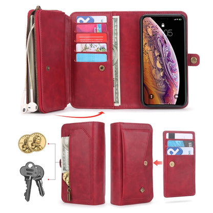 For iPhone X / XS Multi-functional Zipper Wallet Leather Phone Case(Red) - More iPhone Cases by buy2fix | Online Shopping UK | buy2fix