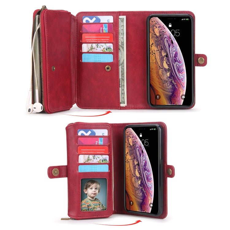 For iPhone X / XS Multi-functional Zipper Wallet Leather Phone Case(Red) - More iPhone Cases by buy2fix | Online Shopping UK | buy2fix