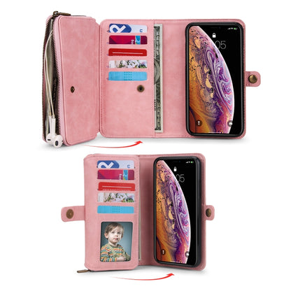 For iPhone X / XS Multi-functional Zipper Wallet Leather Phone Case(Pink) - More iPhone Cases by buy2fix | Online Shopping UK | buy2fix