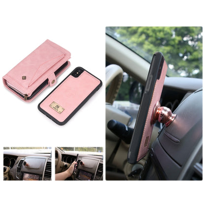 For iPhone X / XS Multi-functional Zipper Wallet Leather Phone Case(Pink) - More iPhone Cases by buy2fix | Online Shopping UK | buy2fix
