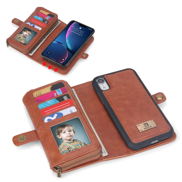 For iPhone XS Max Multi-functional Zipper Wallet Leather Phone Case(Brown) - More iPhone Cases by buy2fix | Online Shopping UK | buy2fix