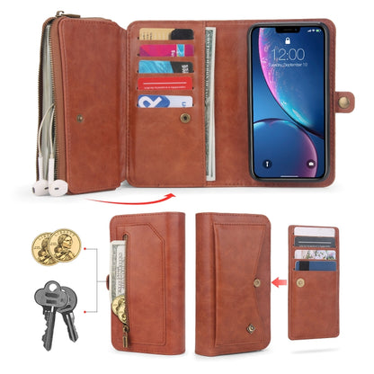 For iPhone XS Max Multi-functional Zipper Wallet Leather Phone Case(Brown) - More iPhone Cases by buy2fix | Online Shopping UK | buy2fix
