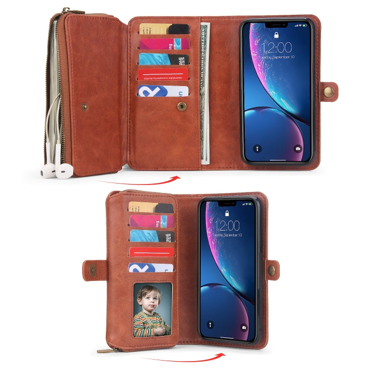 For iPhone XS Max Multi-functional Zipper Wallet Leather Phone Case(Brown) - More iPhone Cases by buy2fix | Online Shopping UK | buy2fix