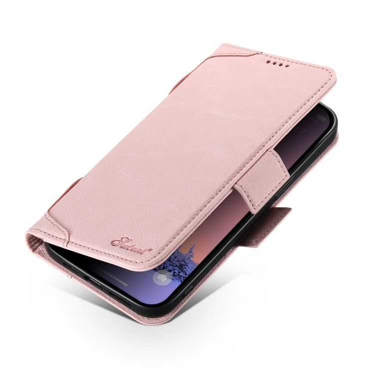 For iPhone 12 Pro Max SUTENI J07 Multifunctional Horizontal Flip Magsafe Leather Phone Case(Pink) - iPhone 12 Pro Max Cases by Suteni | Online Shopping UK | buy2fix