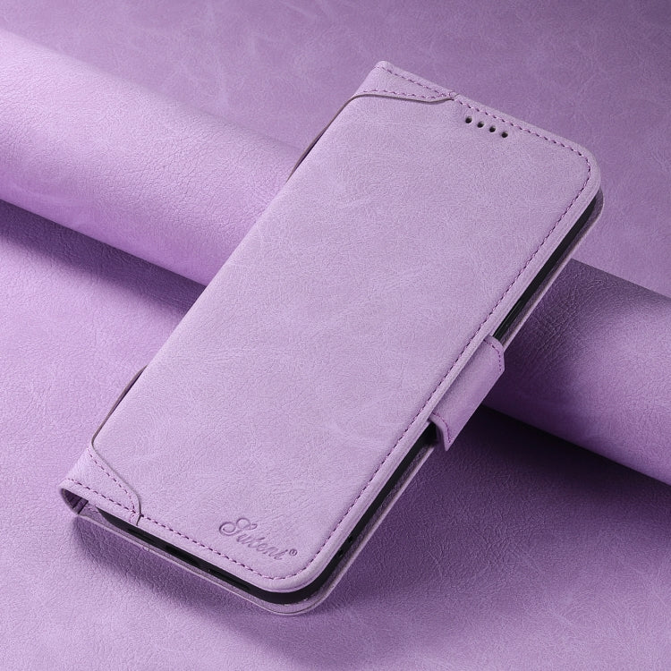 For iPhone 14 SUTENI J07 Multifunctional Horizontal Flip Magsafe Leather Phone Case(Purple) - iPhone 14 Cases by Suteni | Online Shopping UK | buy2fix