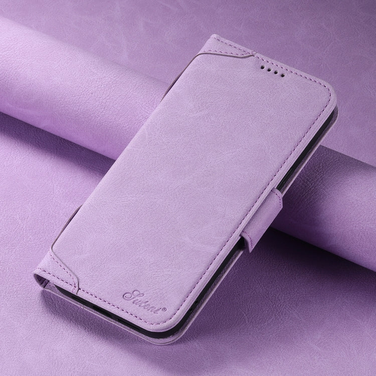 For iPhone 14 SUTENI J07 Multifunctional Horizontal Flip Magsafe Leather Phone Case(Purple) by Suteni