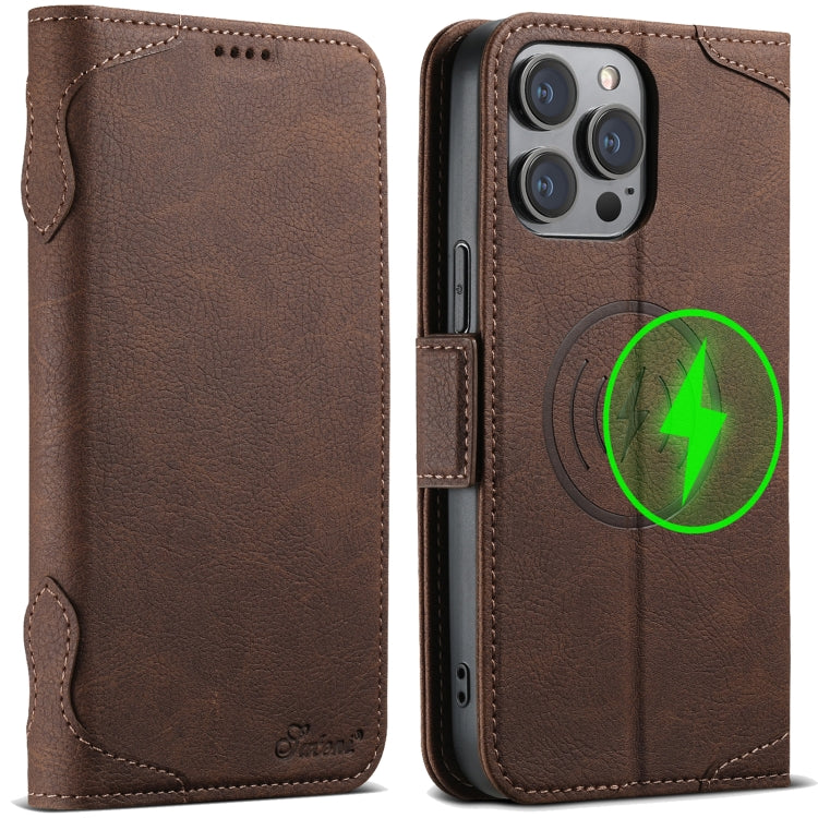 For iPhone 14 Pro Max SUTENI J07 Multifunctional Horizontal Flip Magsafe Leather Phone Case(Brown) - iPhone 14 Pro Max Cases by Suteni | Online Shopping UK | buy2fix