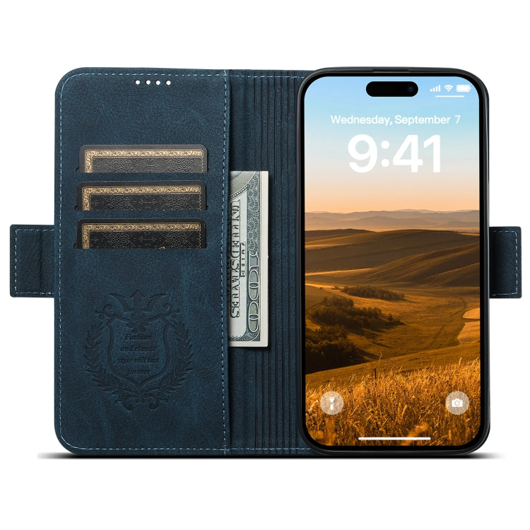 For iPhone 15 SUTENI J07 Multifunctional Horizontal Flip Magsafe Leather Phone Case(Blue) - iPhone 15 Cases by Suteni | Online Shopping UK | buy2fix