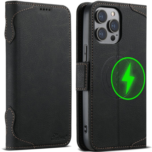 For iPhone 15 Pro SUTENI J07 Multifunctional Horizontal Flip Magsafe Leather Phone Case(Black) - iPhone 15 Pro Cases by Suteni | Online Shopping UK | buy2fix