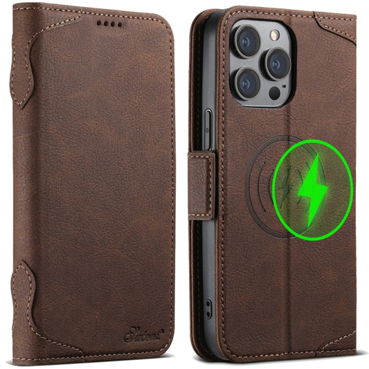 For iPhone 15 Pro SUTENI J07 Multifunctional Horizontal Flip Magsafe Leather Phone Case(Brown) - iPhone 15 Pro Cases by Suteni | Online Shopping UK | buy2fix