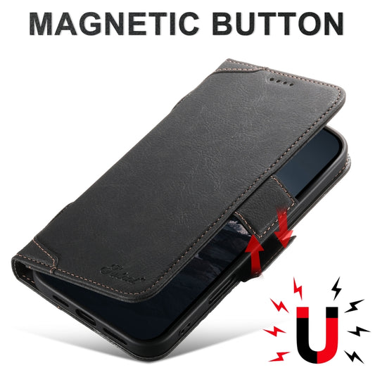 For iPhone 16 SUTENI J07 Multifunctional Horizontal Flip Magsafe Leather Phone Case(Black) by Suteni