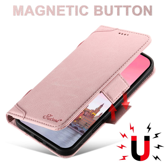 For iPhone 16 Plus SUTENI J07 Multifunctional Horizontal Flip Magsafe Leather Phone Case(Pink) by Suteni