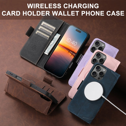 For iPhone 14 SUTENI J07 Multifunctional Horizontal Flip Magsafe Leather Phone Case(Purple) by Suteni