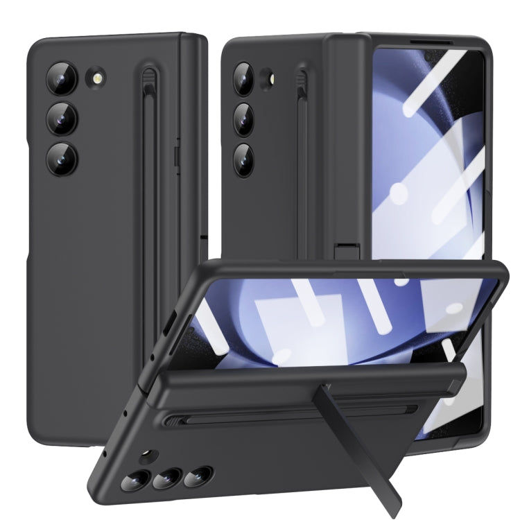 For Samsung Galaxy Z Fold5 5G Long Chi Grain Leather Shockproof Phone Case, No Pen(Black) - Galaxy Z Fold5 Cases by buy2fix | Online Shopping UK | buy2fix
