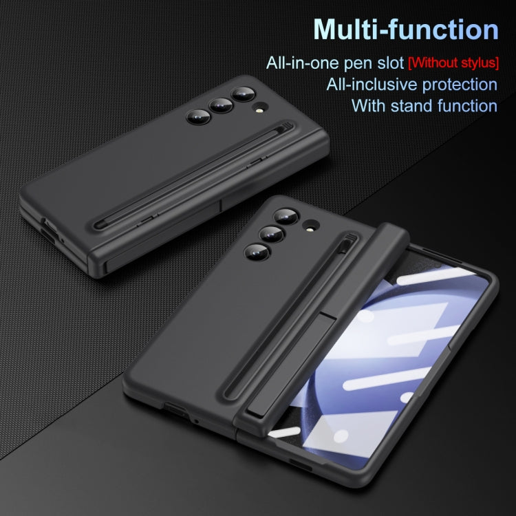 For Samsung Galaxy Z Fold5 5G Long Chi Grain Leather Shockproof Phone Case, No Pen(Black) - Galaxy Z Fold5 Cases by buy2fix | Online Shopping UK | buy2fix